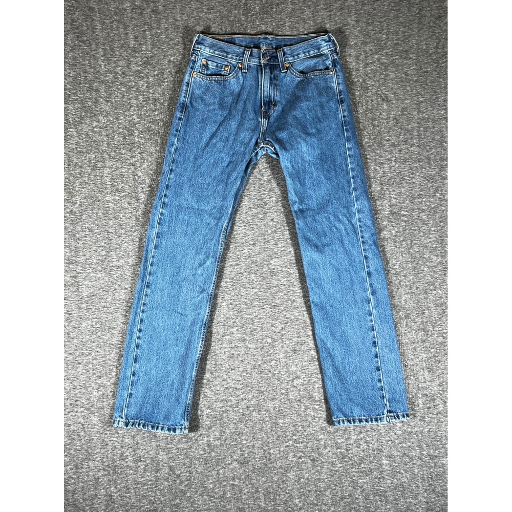 Levis 505 Regular Fit Straight Leg Jeans Mens 29x31 Medium Wash Blue Denim
